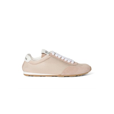MIU MIU NUDE SUEDE AND MESH PLUME SNEAKERS 5E388E